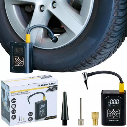 DUNLOP Skaitmeninis automobilinis kompresorius 150 PSI su Powerbank funkcija