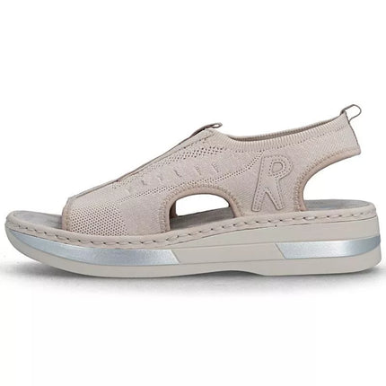 Women's pink slip-on platform sandals Rieker V59B5-31