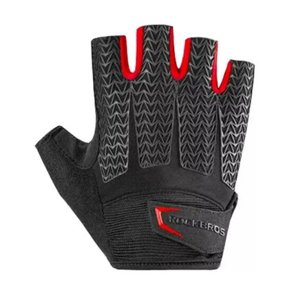 Rockbros S169BR XL dviračių pirštinės su gelio įdėklais - juodos ir raudonos
