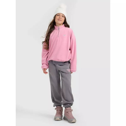 Šilta oversize fliso striukė su stovimos apykaklės mergaitėms 4F 4FJRAW25TFLEF441-54S