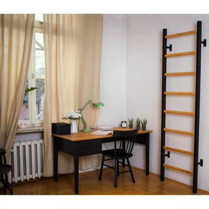 GYMNASTIC WOODEN AND METAL WALL BAR WITH 4 HANDLES BENCHK 200B