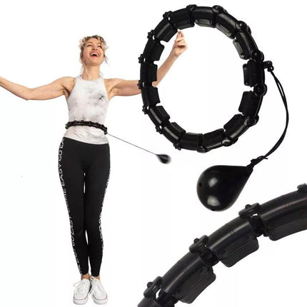 Hula Hoop with Massager and Weights, Black, Energo Fit