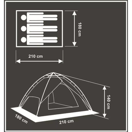 3-PERSON AUTOMATIC TENT 2IN1 HOLIDAY 210x180x140CM