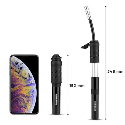 Rockbros 810PCS-HP Mini rankinė dviračio pompa su Presta ir Schrader žarna - Juoda