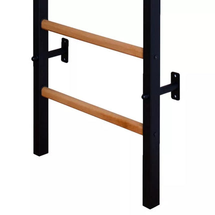GYMNASTIC WOODEN AND METAL WALL BAR WITH 4 HANDLES WITH A WOODEN BAR BENCHK 211B