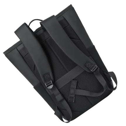 Rivacase Eden Backpack Roll-Up Backpack Black Polyester, Waxed Leather (Pull Up)
