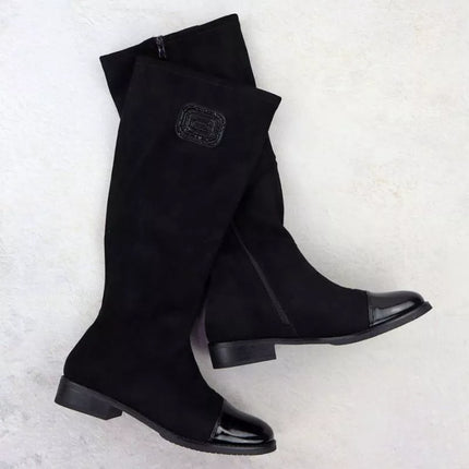 Women's patent suede boots, black, M.Daszyński MR2251-19