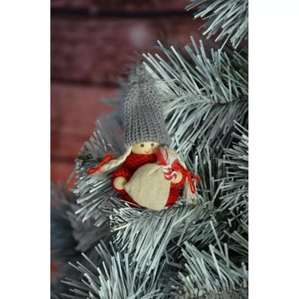 Dekoratyvinė lėlė su rankine, raudona mergaitė, 7.5 cm
