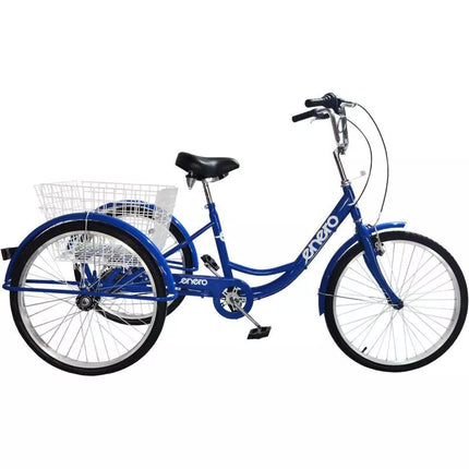 Mėlynas 24 colių triratis dviratis SHIMANO 6 pavarų