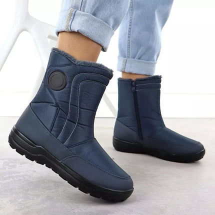 Women's flat insulated snow boots, navy blue, Potocki SU33310