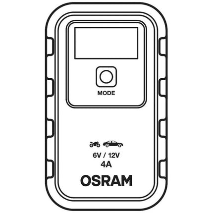 Įkroviklis BATTERYcharge 904, įkrovimo įtampa: 6/12 V, OSRAM, įkrovimo srovė: 4 A, maitinimo įtampa: 230 V, akumuliatoriaus tipas: AGM/Li-Ion/VRLA