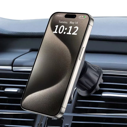 Tech-Protect MM15W-V6 15W automobilinis įkroviklio laikiklis su MagSafe, skirtas prietaisų skydeliui ir ventiliacijos grotelėms - Juodas