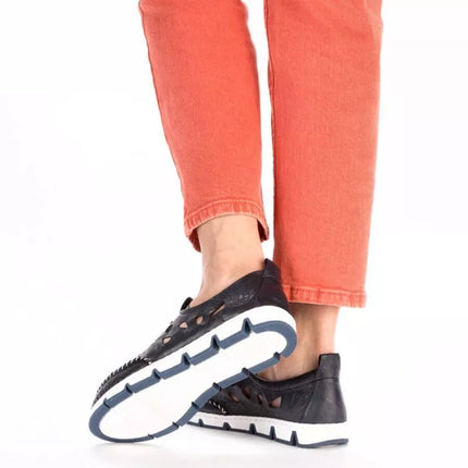 Rieker W RKR652 tamsiai mėlyni atviri odiniai batai