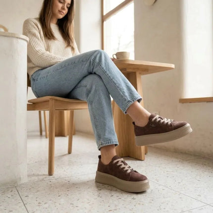 Leather platform sneakers, white, Filippo DP6122
