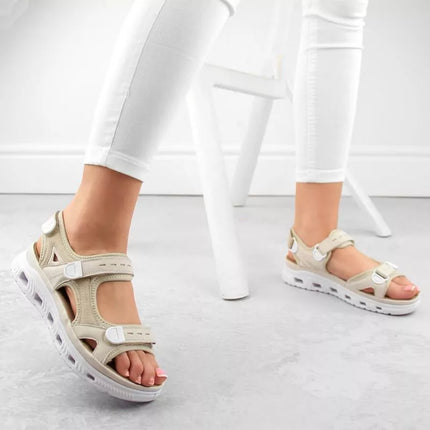 Rieker W RKR691 patogūs velcro sandalai smėlio spalvos