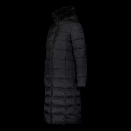 CMP women's long winter coat, insulated jacket with hood, black (34K0046F/U901)