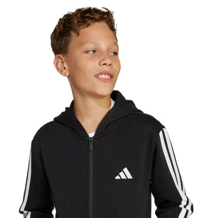 adidas Essentials Full-Zip Kids' Sweatshirt Black and White JD6494