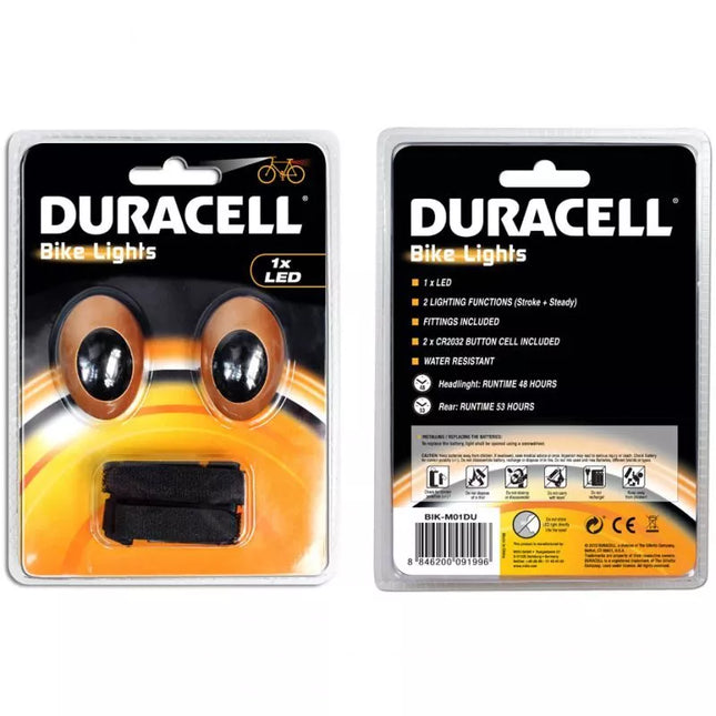Duracell Priekinis+Galinis Dviračio Žibintų Rinkinys Su 1 LED 00919