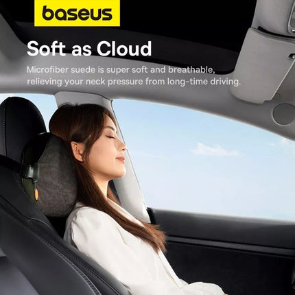 Baseus ComfortRide serijos automobilinė pagalvėlė ant galvos atramos su 2 medžiagomis - tamsiai žalia