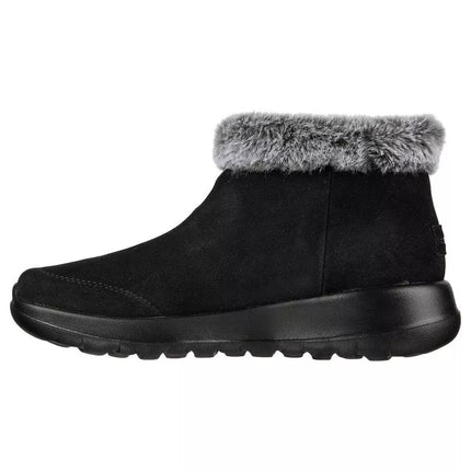 Skechers ON-THE-GO JOY FIRST GLANCE Women's Winter Boots in Suede Leather with Fur, Black (144041-BKGY)