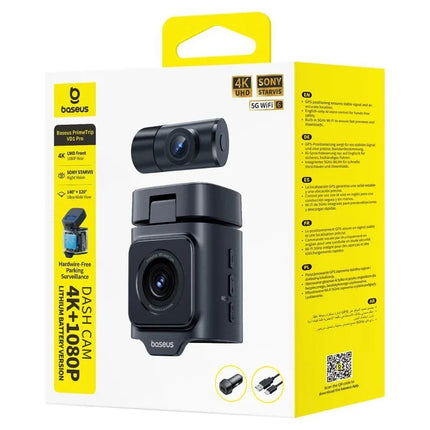 Baseus PrimeTrip VD1 Pro automobilinis vaizdo registratorius 4K+1080p su baterija - juodas