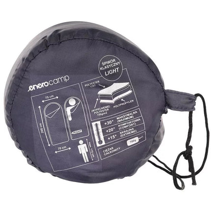 LIGHT TOURIST SLEEPING BAG 200X70CM GREY ENERO CAMP