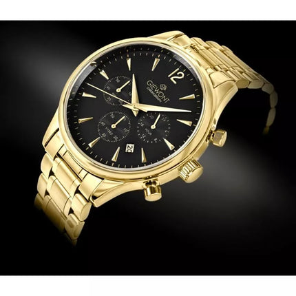 Vyriškas laikrodis Giewont Chronograph Safyro stiklas Auksinis Juodas GW6310-B4