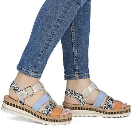 Rieker V7904-90 Women's Leather Wedge Sandals