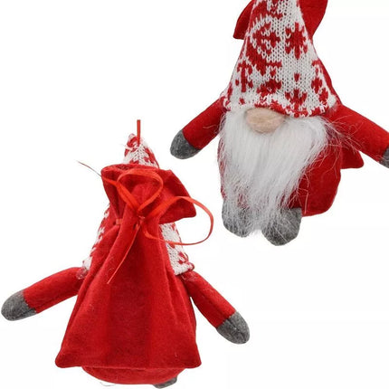 Dekoratyvinis Kalėdų Senelis su dovanų maišeliu 15cm Raudonas