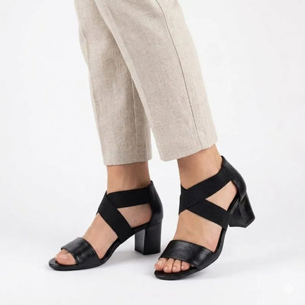 Women's black Jezzi RMR1954-27 strappy sandals