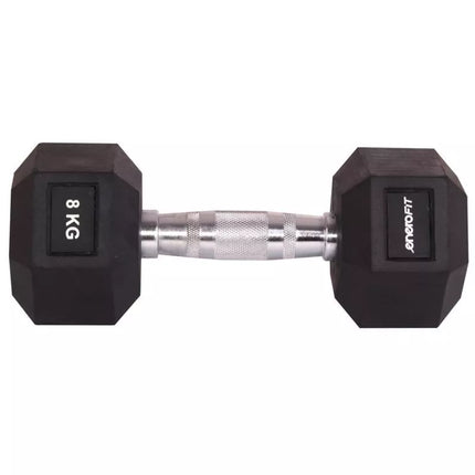 Šešiakampis guminis hantelis 8 KG ENERO FIT