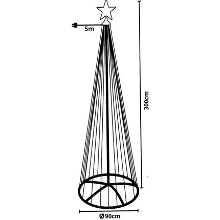 DEKORATYVINĖ KALĖDINĖ EGLUTĖ 550 LED ŠILTAI BALTA 300 CM JUODA