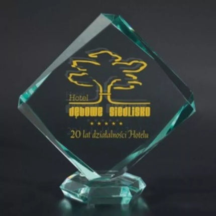 Graviruotas stiklinis trofėjus su dėklu ir dažų užpildu