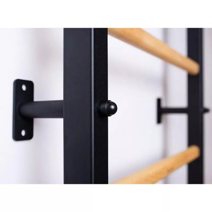 WOODEN AND METAL GYMNASTIC WALL BAR WITH WOODEN BAR AND ACCESSORIES BENCHK 221B A076