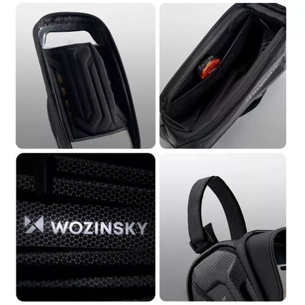 Wozinsky dviračio tašytė ant rėmo, šarvuota, su kišene telefonui, 1.7 l - juoda