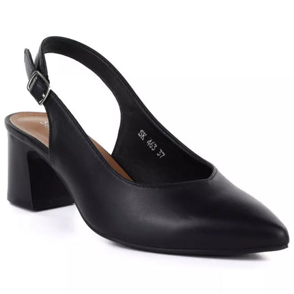Juodi moteriški Sergio Leone SK463 bateliai su dirželiu