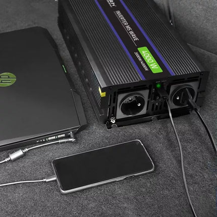 Qoltec Monolith 4000 MS Wave 51928 Voltage Converter, 12V to 230V, 2000/4000W, USB