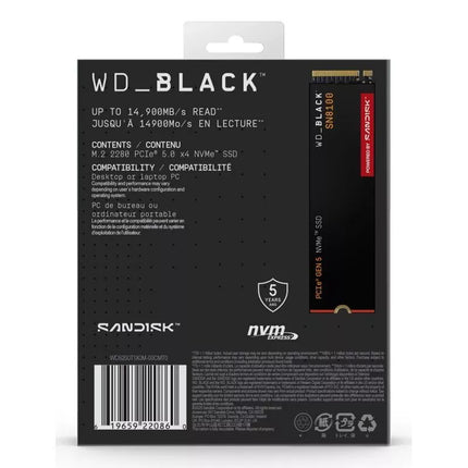 SSD WD Black SN8100 be radiatoriaus 2TB WDS200T1X0M