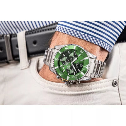 Men's Watch Giewont Chronograph Sapphire Silver Green GW3970-B8