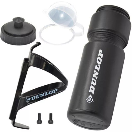 DUNLOP 750ML BICYCLE BOTTLE WITH CAGE BLACK