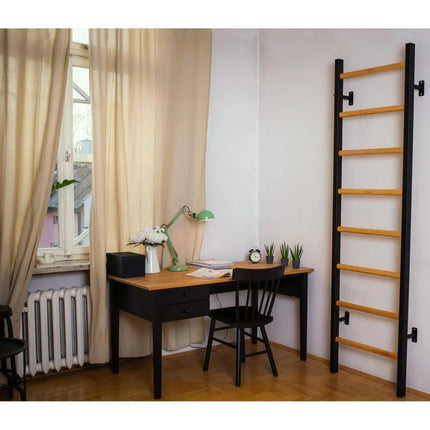 GYMNASTIC WOODEN AND METAL WALL BAR WITH 4 HANDLES BENCHK 200B