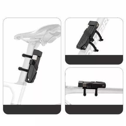 Rockbros 32140003001 foldable bicycle lock with key and handle, 88cm - black