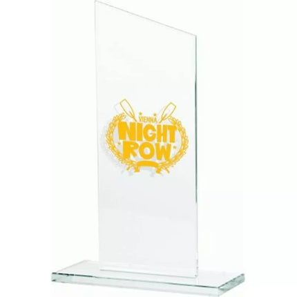 Engraved glass trophy + paint filling