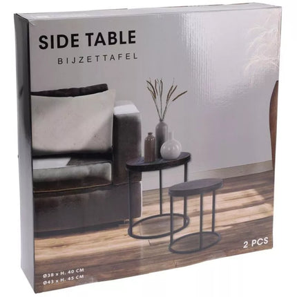 2-IN-1 COFFEE TABLE SET, WOODEN TABLETOP 38/43CM