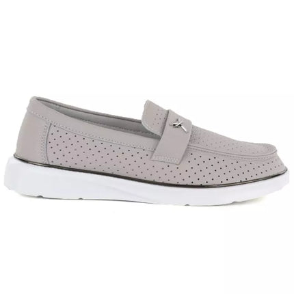 Vinceza 93221 women's gray leather moccasins