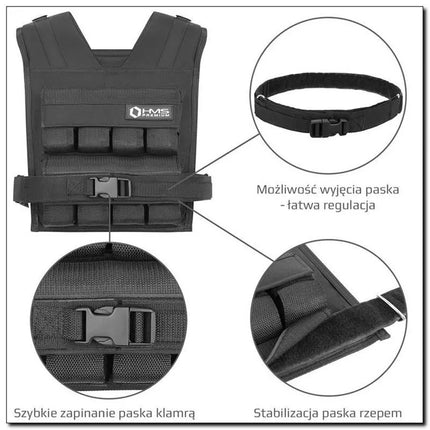 Cordura HMS KTO16 16kg treniruočių liemenė su svoriais
