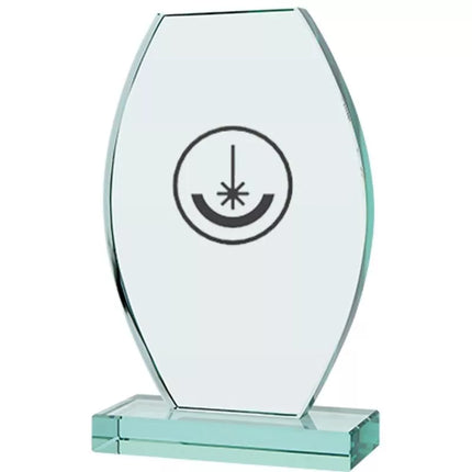 Engraved glass trophy with case