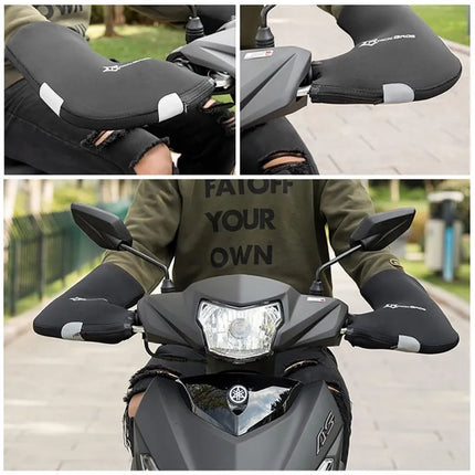 Rockbros D16-B Motorcycle-Compatible Windproof Waterproof Handlebar Gloves - Black