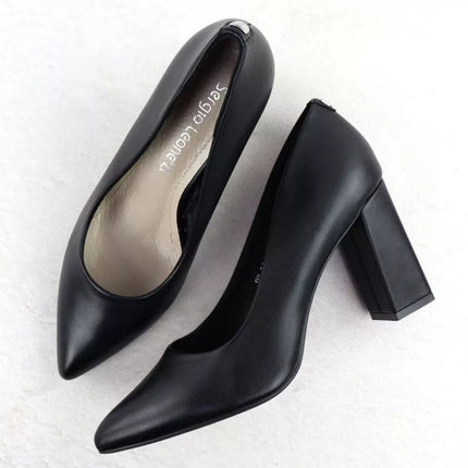Black pumps with pointed toe, black Sergio Leone PB216