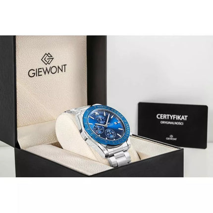 Men's Watch Giewont Chronograph Sapphire Silver Blue GW8720-B3
